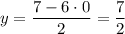 y=\dfrac{7-6\cdot0}{2} =\dfrac{7}{2}