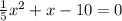 \frac{1}{5}x^2+x-10=0