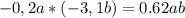 - 0,2a * (-3,1b)=0.62ab