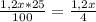 \frac{1,2x*25}{100} = \frac{1,2x}{4}