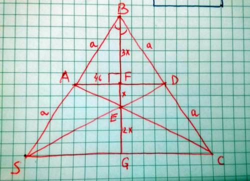 Втреугольнике авс биссектриса ве и медиана аd перпендикулярны и имеют одинаковую длину, равную 92.на