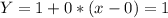 Y=1+0*(x-0)=1
