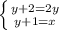 \left \{ {{y+2=2y} \atop {y+1=x}} \right.