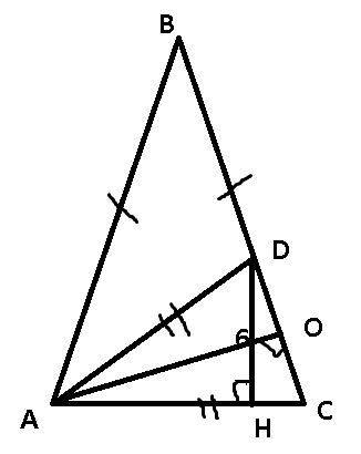 Решить если можно с чертижём: в равнобедренном треугольнике abc проведена биссектриса ad.расстояние