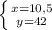 \left \{ {{x=10,5} \atop {y=42}} \right.