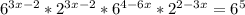 6^{3x-2}*2^{3x-2}*6^{4-6x}*2^{2-3x}=6^5