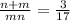 \frac{n+m}{mn}= \frac{3}{17}