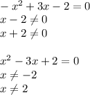 \\ -x^{2} +3x-2=0\\ x-2 \neq 0 \\ x+2 \neq 0 \\ \\ x^{2} -3x+2=0 \\ x \neq -2 \\ x \neq 2