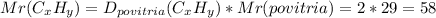 Mr(C_xH_y)=D_{povitria}(C_xH_y)*Mr(povitria)=2*29=58