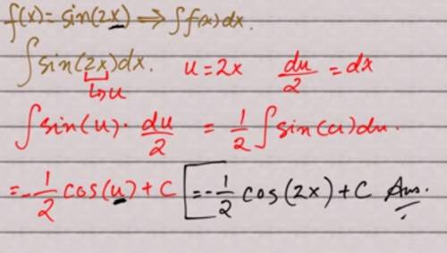 Найти интеграл от sin2x, напишите подробное решение