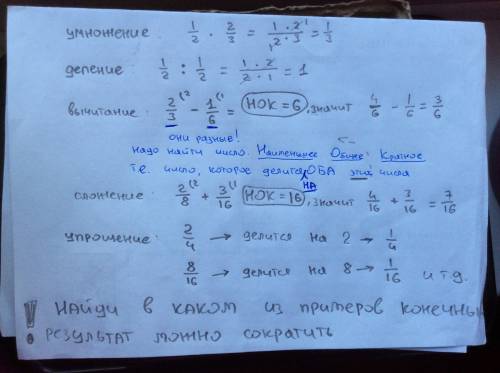 Как сокращать дроби? как умножять дроби? как делить дроби. как вычетать дроби? как складавать дроби?