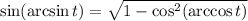 \sin(\arcsin t)=\sqrt{1-\cos^2(\arccos t)}