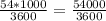 \frac{54 * 1000}{3600} = \frac{54000}{3600}