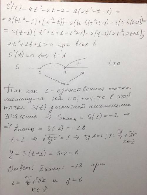 Решить надо и указать при каких значениях (х; у) оно достигается