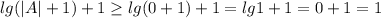 lg (|A|+1)+1 \geq lg(0+1)+1=lg1+1=0+1=1