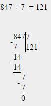 Поделить в столбик 429: 3; 847: 7;
