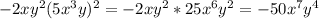 -2xy^2(5x^3y)^2=-2xy^2*25x^6y^2=-50x^7y^4