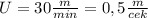 U=30 \frac{m}{min}=0,5 \frac{m}{cek}