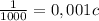 \frac{1}{1000} = 0,001 c