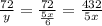 \frac{72}{y}=\frac{72}{\frac{5x}{6}}=\frac{432}{5x}