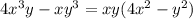 4 x^{3} y-xy^{3} =xy(4 x^{2} - y^{2} )