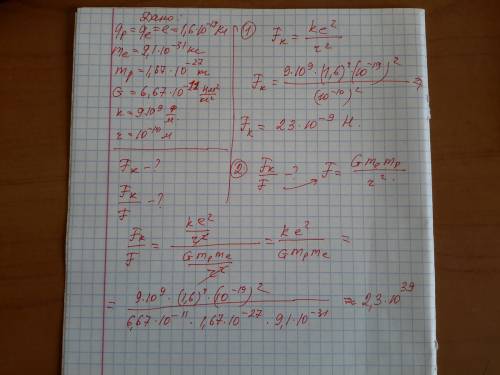 Определите силу электрического взаимодействия электрона и протона на расстоянии 10 в степени -10 м о
