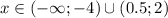 x\in (- \infty} ;-4)\cup (0.5;2)