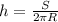 h= \frac{S}{2 \pi R}