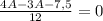 \frac{4A-3A-7,5}{12}=0