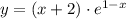 y=(x+2)\cdot e^{1-x}