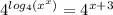 4^{log_4(x^x)} = 4^{x+3}