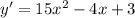 y'=15 x^{2} -4x+3