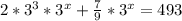 2*3^3* 3^{x} + \frac{7}{9} * 3^{x} =493