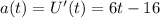 a(t)=U'(t)=6t-16