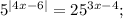 5 ^{|4x-6|} =25^{3x-4};