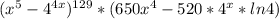 ( x^{5} - 4^{4x} )^{129}*(650x^4-520*4^x*ln4)