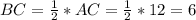 BC= \frac{1}{2} *AC= \frac{1}{2} *12=6