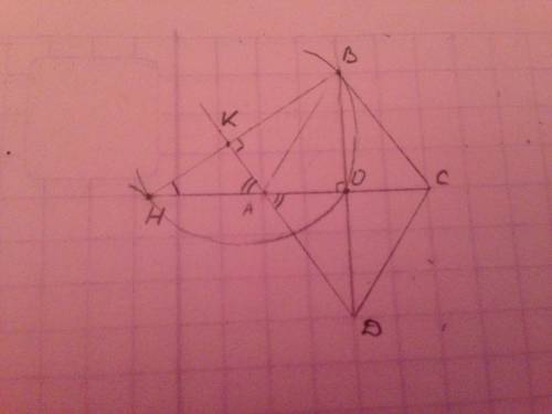 Завтра экзамен высота проведенная из вершины в острого угла ромба авсd к стороне аd , пересекает пря