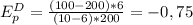 E^D_p= \frac{(100-200)*6}{(10-6)*200} = - 0,75