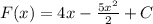 F(x)=4x- \frac{5x^2}{2} +C