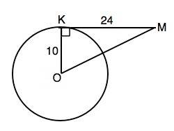 Кокружности радиуса 10 см проведена касательная, на которой взята точка m на расстоянии 24 см от точ