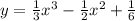 y=\frac{1}{3} x^3- \frac{1}{2} x^2+ \frac{1}{6}