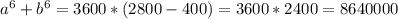 a^6+b^6=3600*(2800-400)=3600*2400=8640000