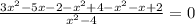 \frac{3x^2-5x-2- x^{2} +4 -x^2-x+2}{ x^{2} -4} =0