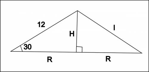 Найдите обьем конуса если его образующая равна 12см наклонная к плоскости основания род углом 30град