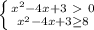 \left \{ {{ x^{2} -4x+3\ \textgreater \ 0} \atop { x^{2} -4x+3 \geq 8}} \right.