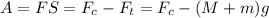 A=FS=F_c-F_t=F_c-(M+m)g