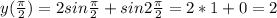 y( \frac{\pi}{2})=2sin\frac{\pi}{2} + sin2\frac{\pi}{2}=2*1+0=2