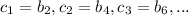 c_1=b_2,c_2=b_4,c_3=b_6,...