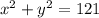 x^{2} +y^2=121